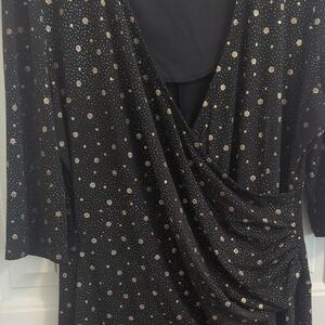 Robbie Bee Black Dress with Star-like Pattern